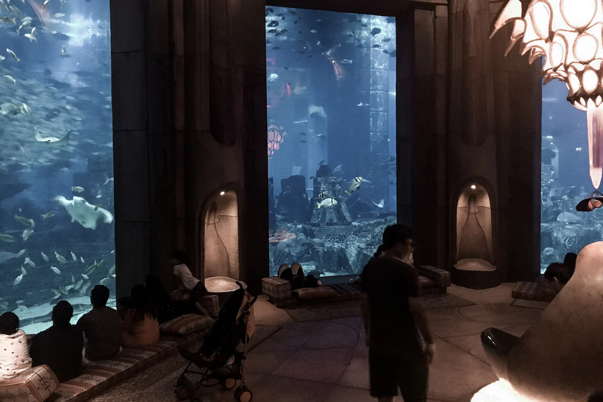 Pecera del aquarium Lost Chambers de Dubái